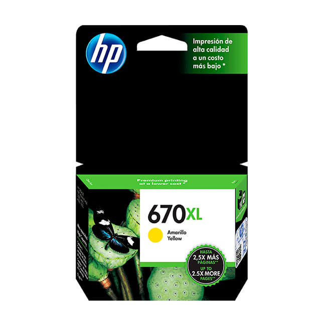 Tinta HP 670XL original CZ120AL Yellow